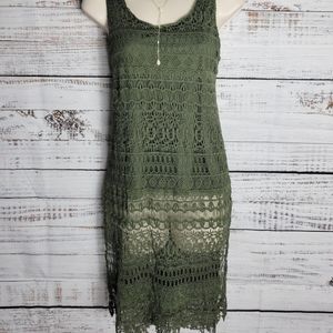 Olive lace hi low tank